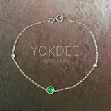 Icy A-Grade Natural Imperial Green Jadeite Petite Dolly Bracelet (White Gold) No.190495