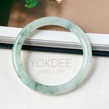 56.7mm A-Grade Natural Floral Jadeite Traditional Round Bangle No. 152159
