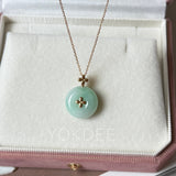 A-Grade Moss On Snow Jadeite V.Petals Lilac Flower Donut Pendant No.173003