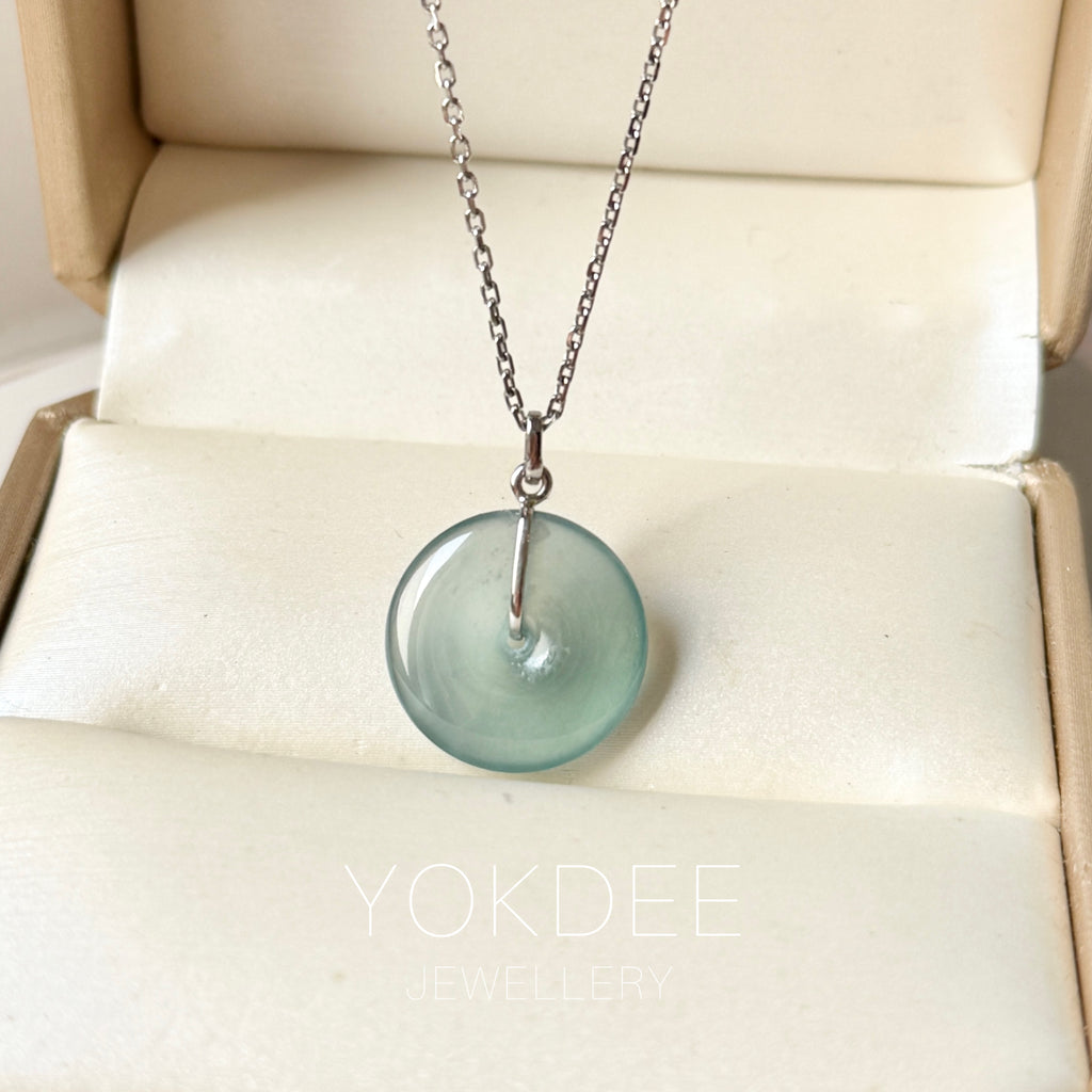 Icy A-Grade Natural Blue Jadeite Donut Pendant No.172901