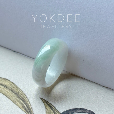 17mm A-Grade Natural Light Lavender Green Jadeite Abacus Ring Band No.162512