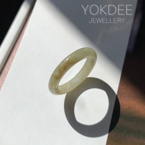 17.2mm A-Grade Natural Yellowish Green Jadeite Ring Band No. 161866