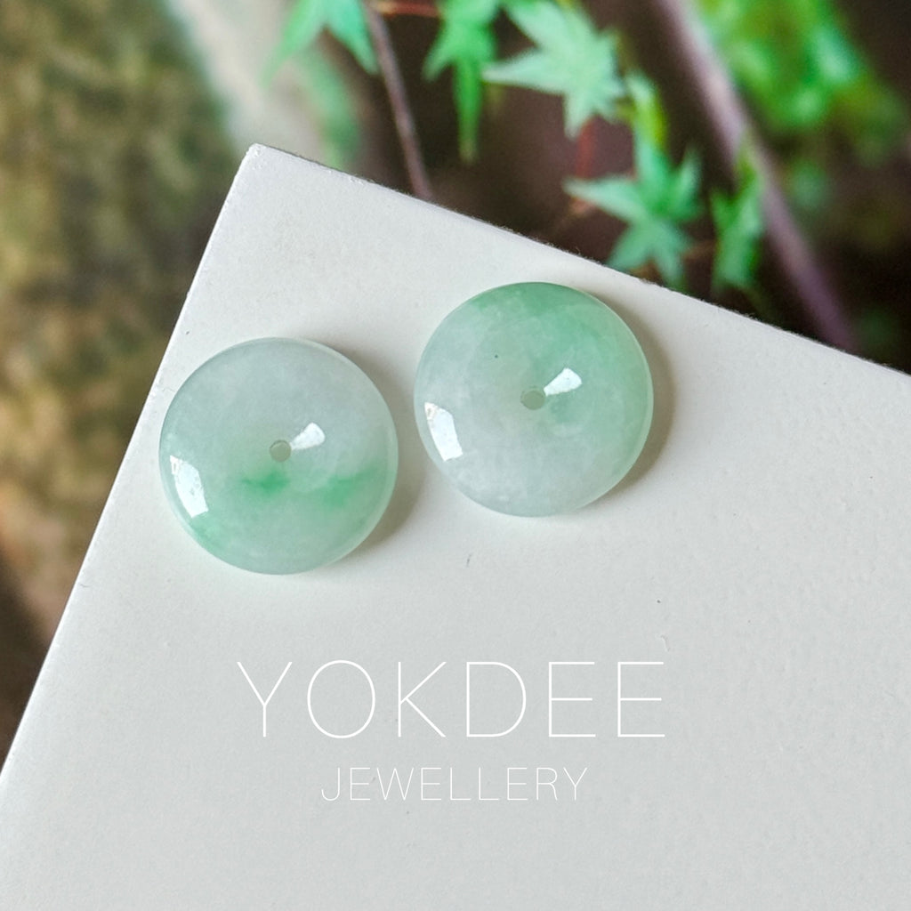 9.84cts A-Grade Natural Moss on Snow Jadeite Donut Pair No.180533