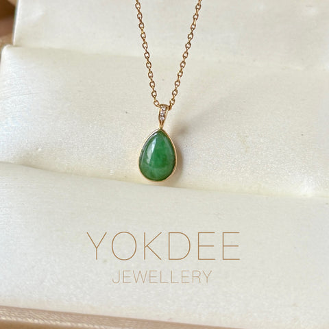 A-Grade Imperial Green Jadeite Farbella Pear Pendant No. 172834