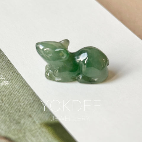 A-Grade Bluish Green Jadeite Rat Pendant No. 172944