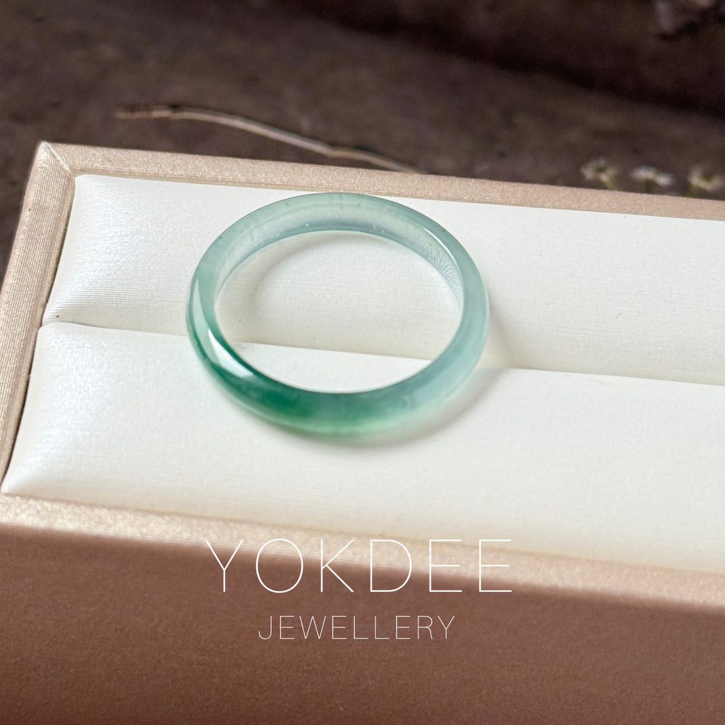 18.1mm Icy A-Grade Natural Blue Green Jadeite Slim Cut Ring Band No. 162573