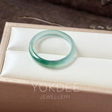 18.1mm Icy A-Grade Natural Blue Green Jadeite Slim Cut Ring Band No. 162573