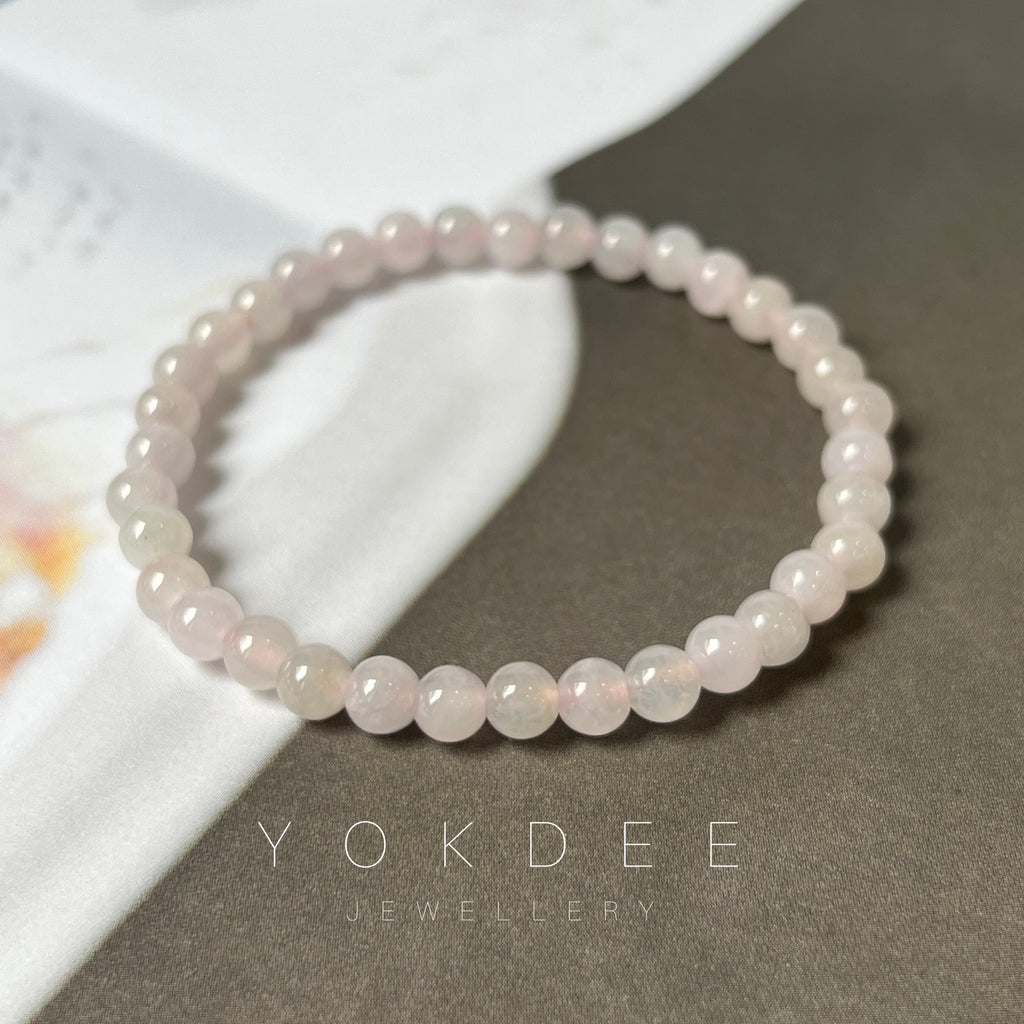 5.4mm A-Grade Natural Lavender Jadeite Beaded Bracelet No.190379