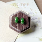A-Grade Natural Imperial Green Jadeite Cloop Earring Studs No.180879