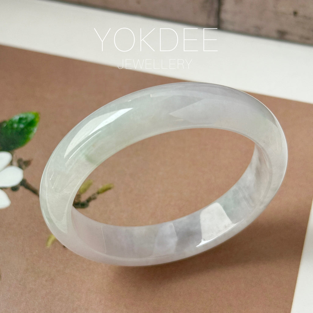 51.7mm A-Grade Lavender Green Jadeite Modern Round Bangle No.152160