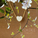 A-Grade Natural White Jadeite Heart Bean Pendant No.172895