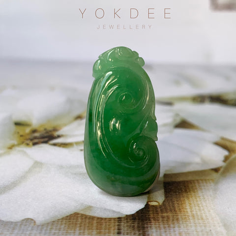 A-Grade Imperial Green Jadeite Ruyi Pendant - Main Image