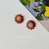 A-Grade Red Yellow Jadeite Sunflower Pair No. 130528