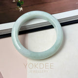 53.9mm A-Grade Natural Light Green Jadeite Modern Round Bangle No.152126