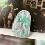A-Grade Moss On Snow Jadeite Dragon Pendant No. 171092
