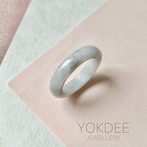 19.2mm A-Grade Light Grey Jadeite Ring Band No. 161646