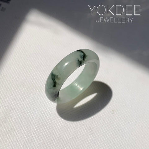 17.2mm A-Grade Natural Floral Jadeite Ring Band No. 161475