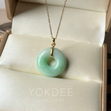A-Grade Natural Moss On Snow Jadeite Ancient Coin Donut Pendant No.172636