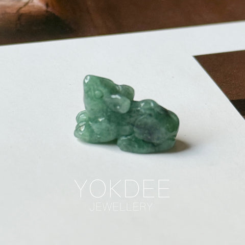A-Grade Floral Imperial Green Jadeite Rat Pendant No. 220359