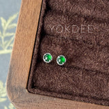 Icy A-Grade Natural Imperial Green Jadeite Petite Dolly Earring (White) No.180862
