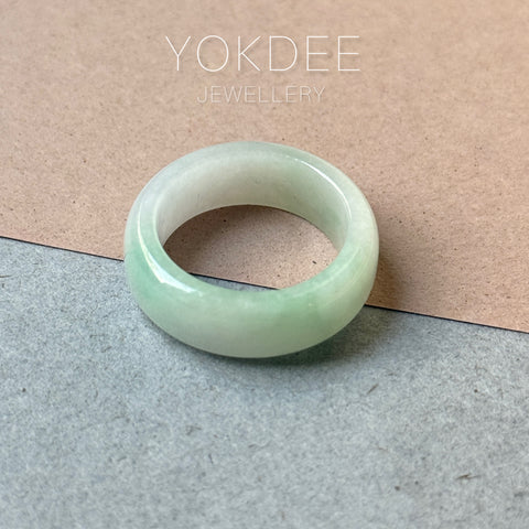 19.1mm A-Grade Natural Moss On Snow Jadeite Ring Band No.162533