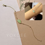 Icy A-Grade Natural Light Green Jadeite Lotus Bracelet No.190471