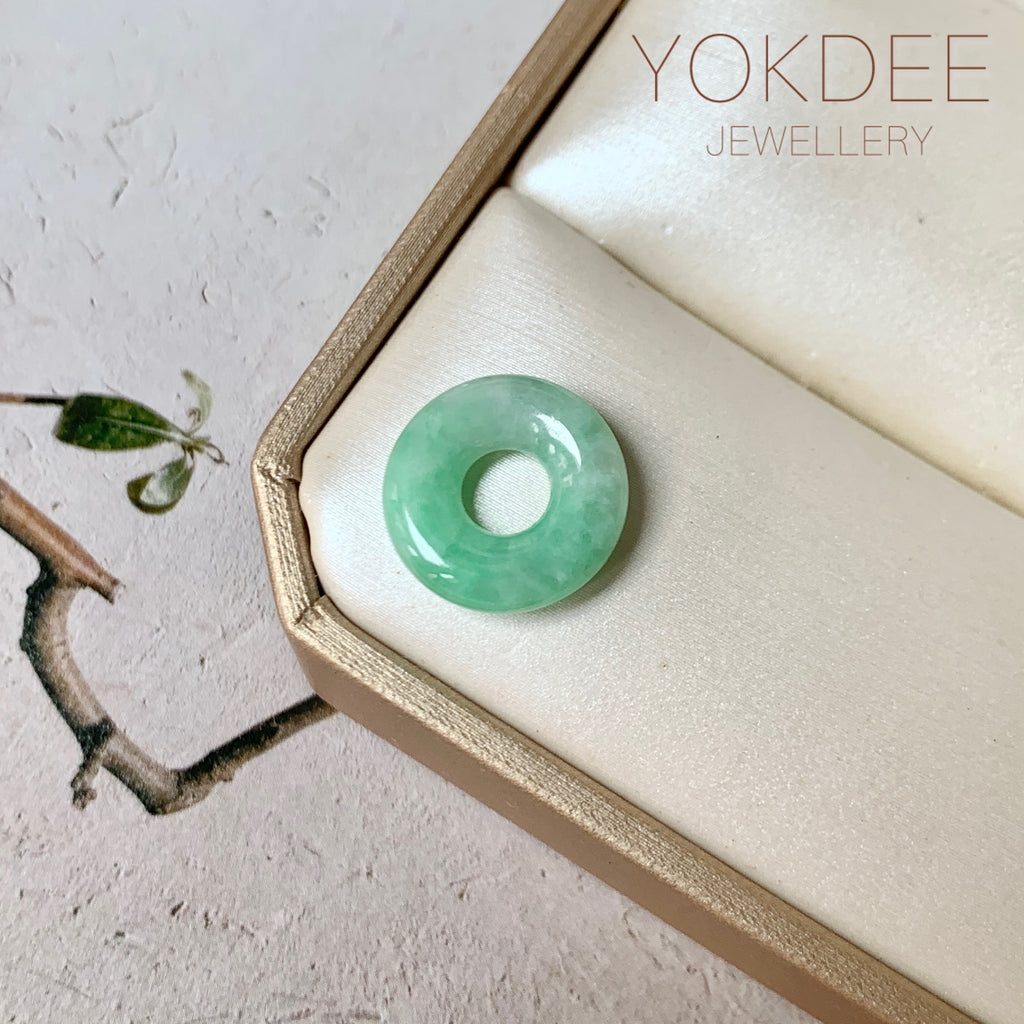 A-Grade Natural Moss On Snow Jadeite Bagel No.172881