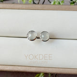 Icy A-Grade Natural White Jadeite MINI.malist Stud Earrings No. 180766
