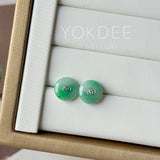 A-Grade Natural Moss On Snow Jadeite Donut Stud Earrings No. 180905