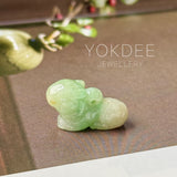 A-Grade Green Yellow Jadeite Rat Pendant No. 172874