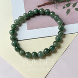 8.2mm A-Grade Natural Dark Green Jadeite Bracelet No. 190523