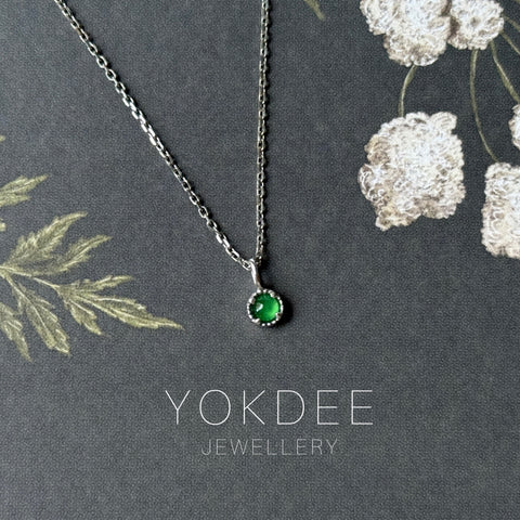 Icy A-Grade Imperial Green Jadeite Petite Dolly Pendant (White) No.172641