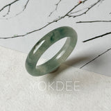17mm A-Grade Natural Blue Floral Jadeite Slim Cut Ring Band No. 162673
