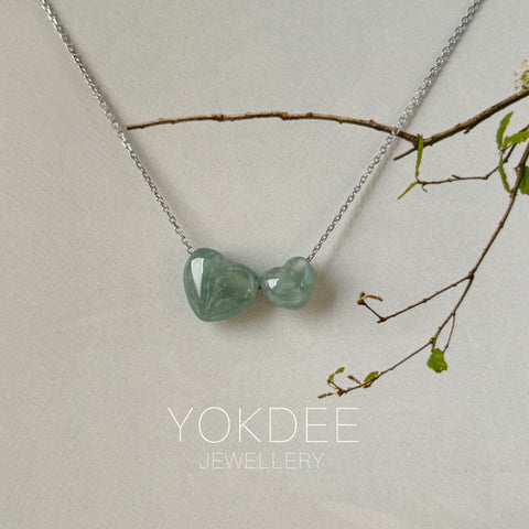 A-Grade Natural Bluish Green Jadeite Heart Bean Pendants No.172911