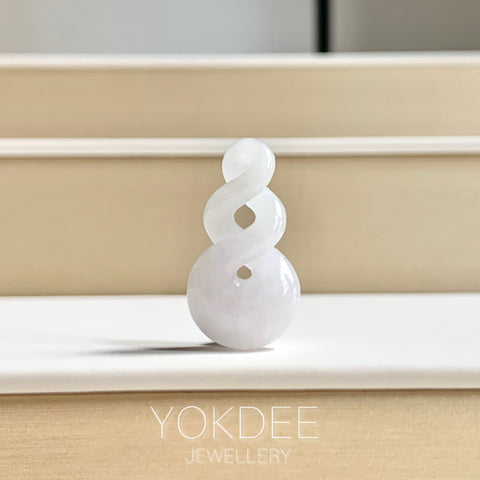 A-Grade Natural White Jadeite Eternity Knot No.8 Pendant No.172599