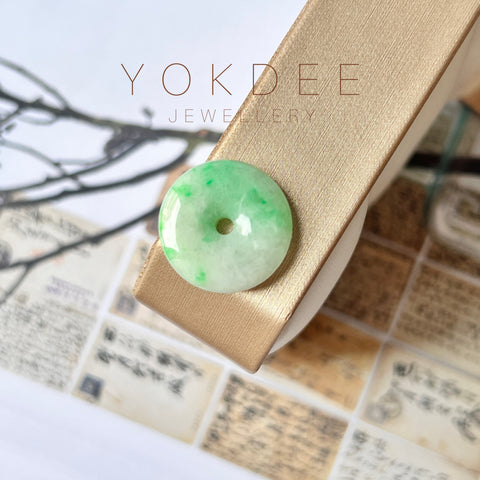 SOLD OUT: A-Grade Natural Moss on Snow Jadeite Donut Pendant No.220712