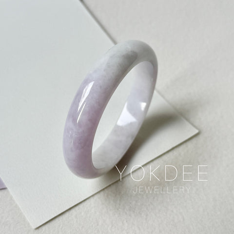 57.3mm A-Grade Natural Pinkish Lavender Jadeite Modern Oval Bangle No.152062