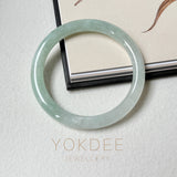 53mm A-Grade Natural Light Green Jadeite Traditional Round Bangle No.152050