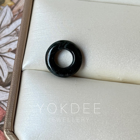 A-Grade Natural Dark Green Jadeite Bagel Piece No. 172653