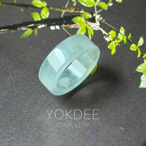 16mm Icy A-Grade Glacier Blue Jadeite Ring Band No. 162604