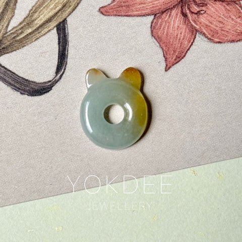 Icy A-Grade Natural Tri-Colour Jadeite Little Kitten Pendant No.172688