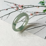 18mm A-Grade Natural Blue Floral Jadeite Slim Cut Ring Band No. 162674