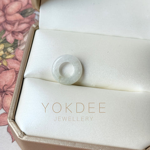 A-Grade Natural White Yellowish Green Jadeite Bagel Piece No. 172651
