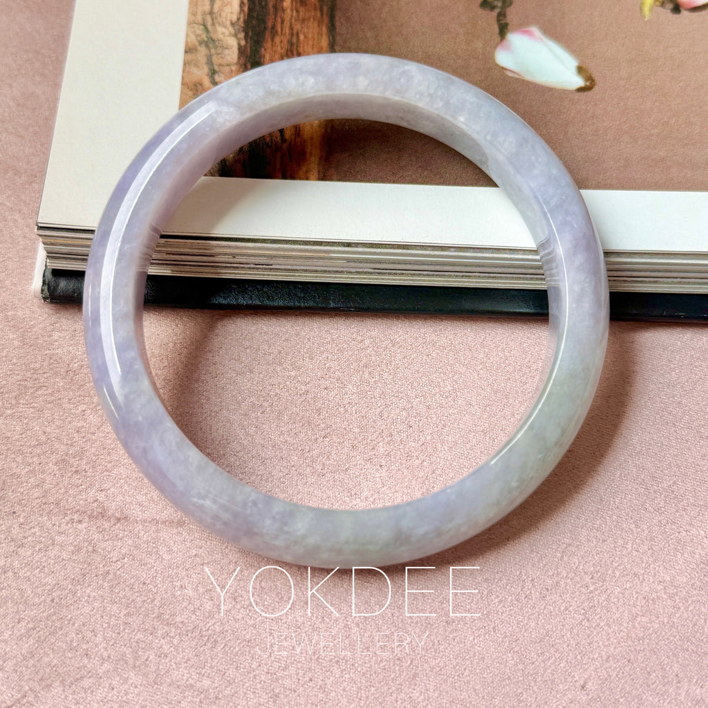 62.4mm A-Grade Lavender Green Jadeite Modern Round Bangle No.152131