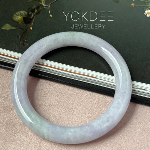 55.6mm A-Grade Natural Lavender Jadeite Traditional Round Bangle No.152830