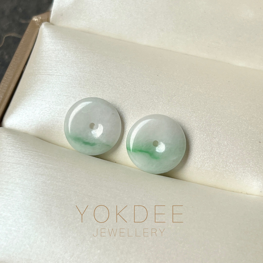 8.27cts A-Grade Natural Moss on Snow Jadeite Donut Pair No.180818