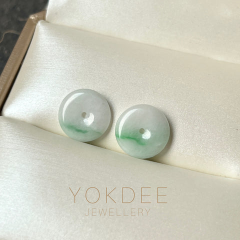 8.27cts A-Grade Natural Moss on Snow Jadeite Donut Pair No.180818