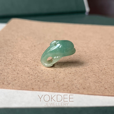 A-Grade Light Bluish Green Jadeite Dolphin Pendant No. 172969