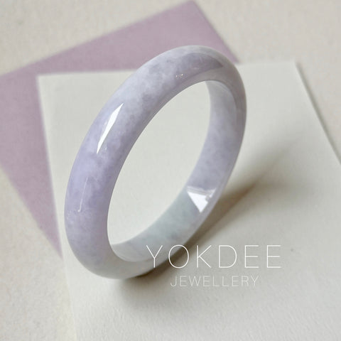 54.3mm A-Grade Natural Lavender Jadeite Modern Round Bangle No.152064