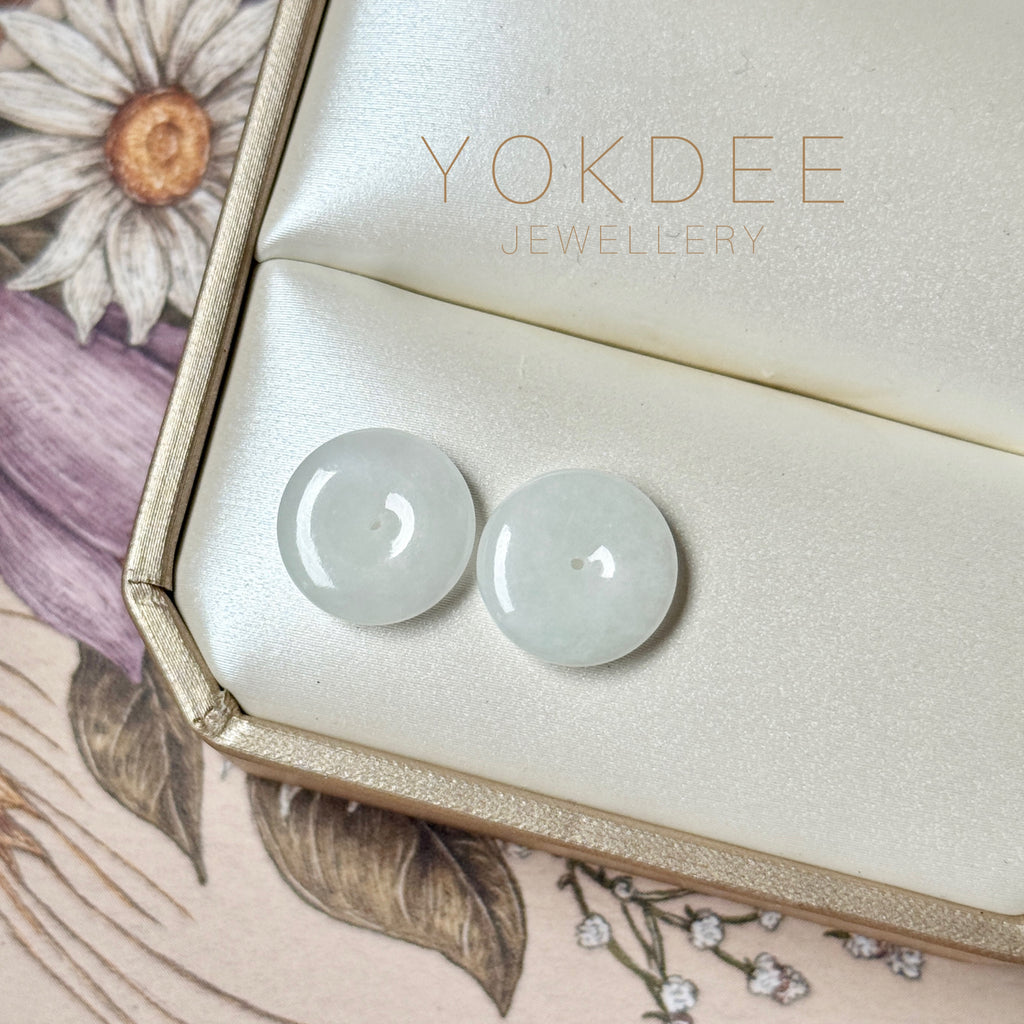 10.82cts A-Grade Natural White Jadeite Donut Pair No.180852